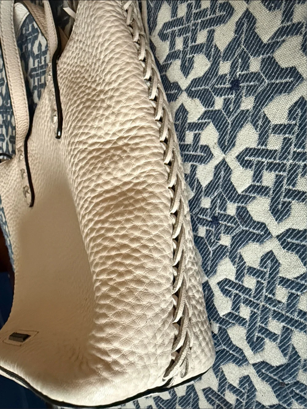 Rebecca Minkoff Unlined 100% Leather Mini Whipstitch Tote in Light Blush